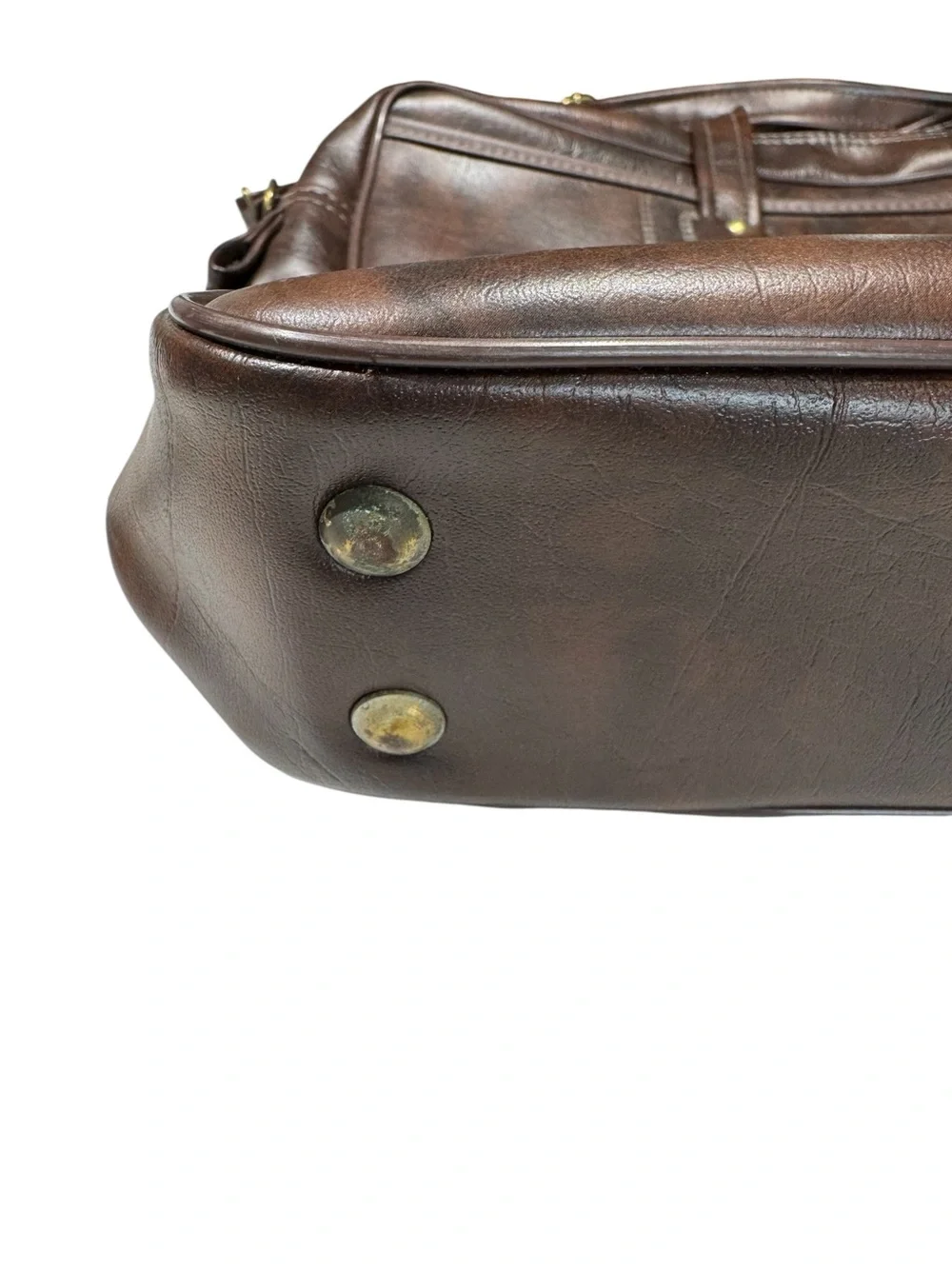Vintage Porsche Brown Leather Gold Logo Brass Hardware Shoulder Briefcase - Picture 10 of 12